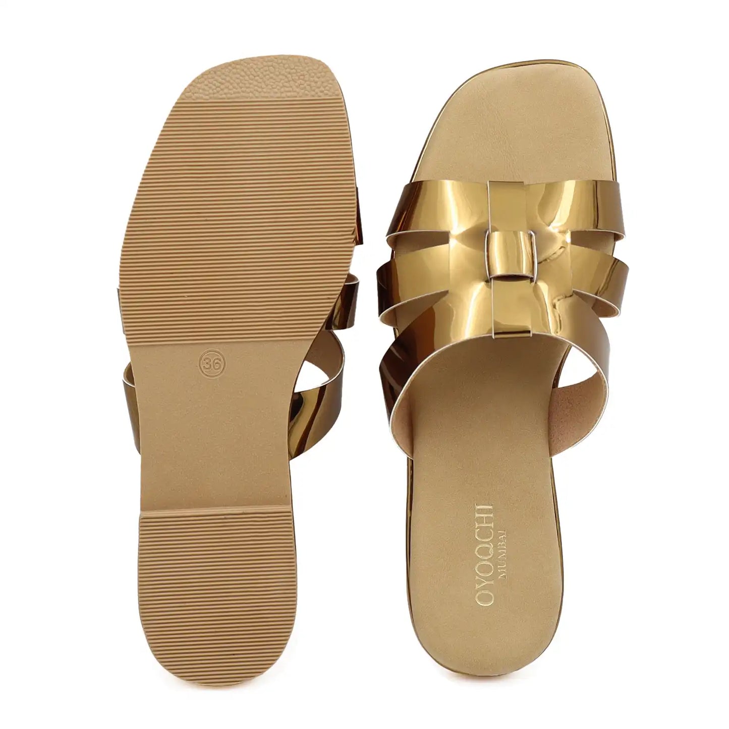Women's antique flat sandal top and sole view