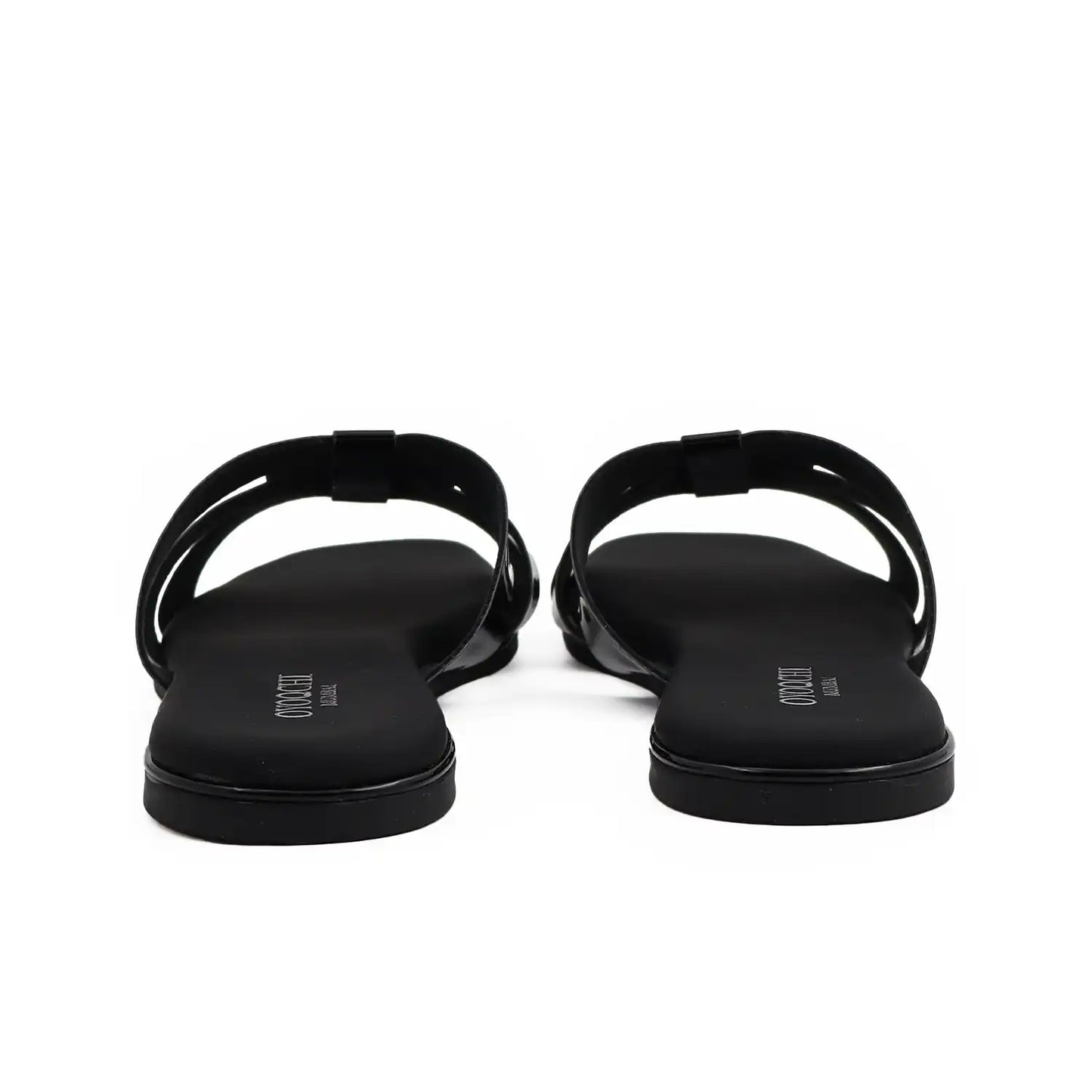 Black sandals on a white background