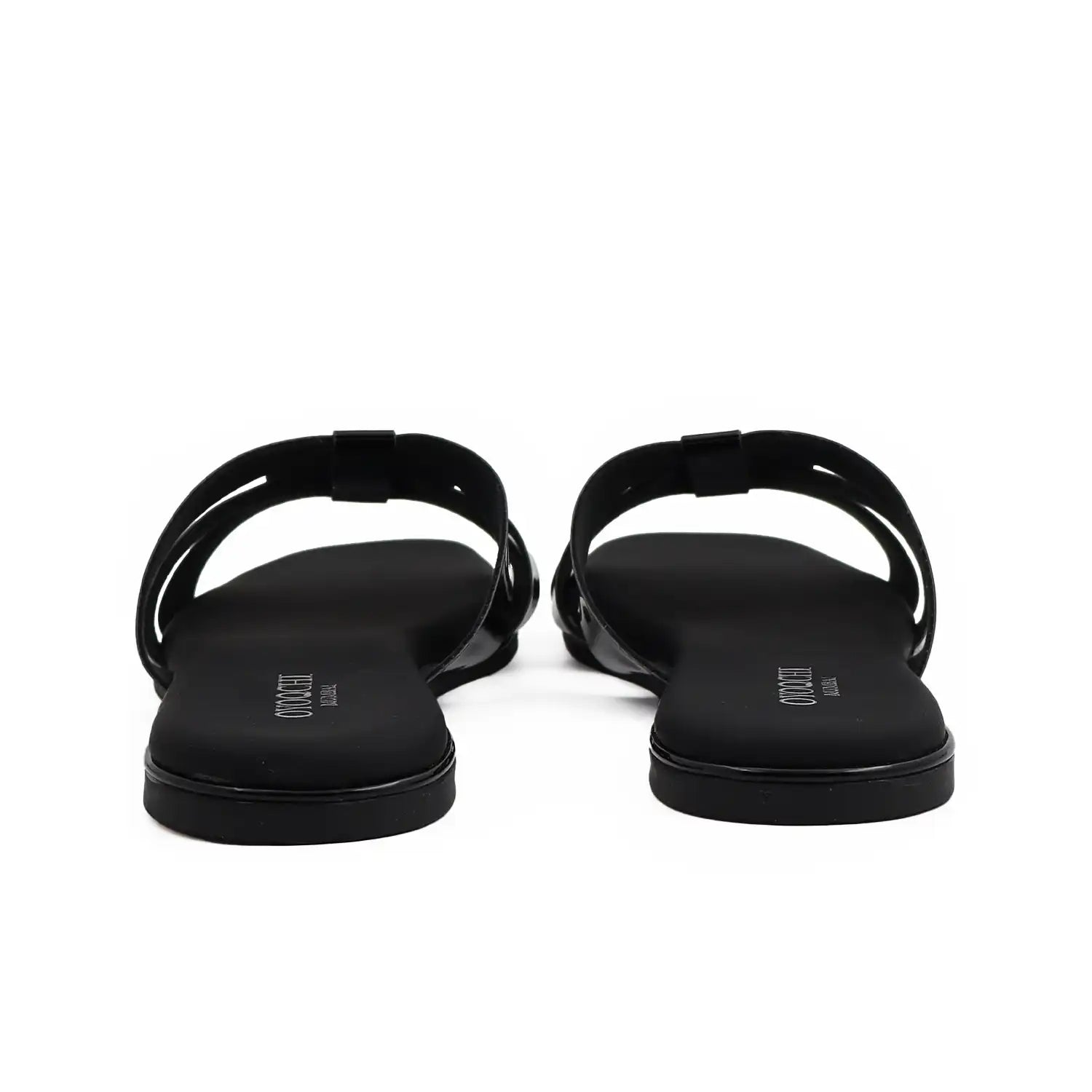 Black sandals on a white background
