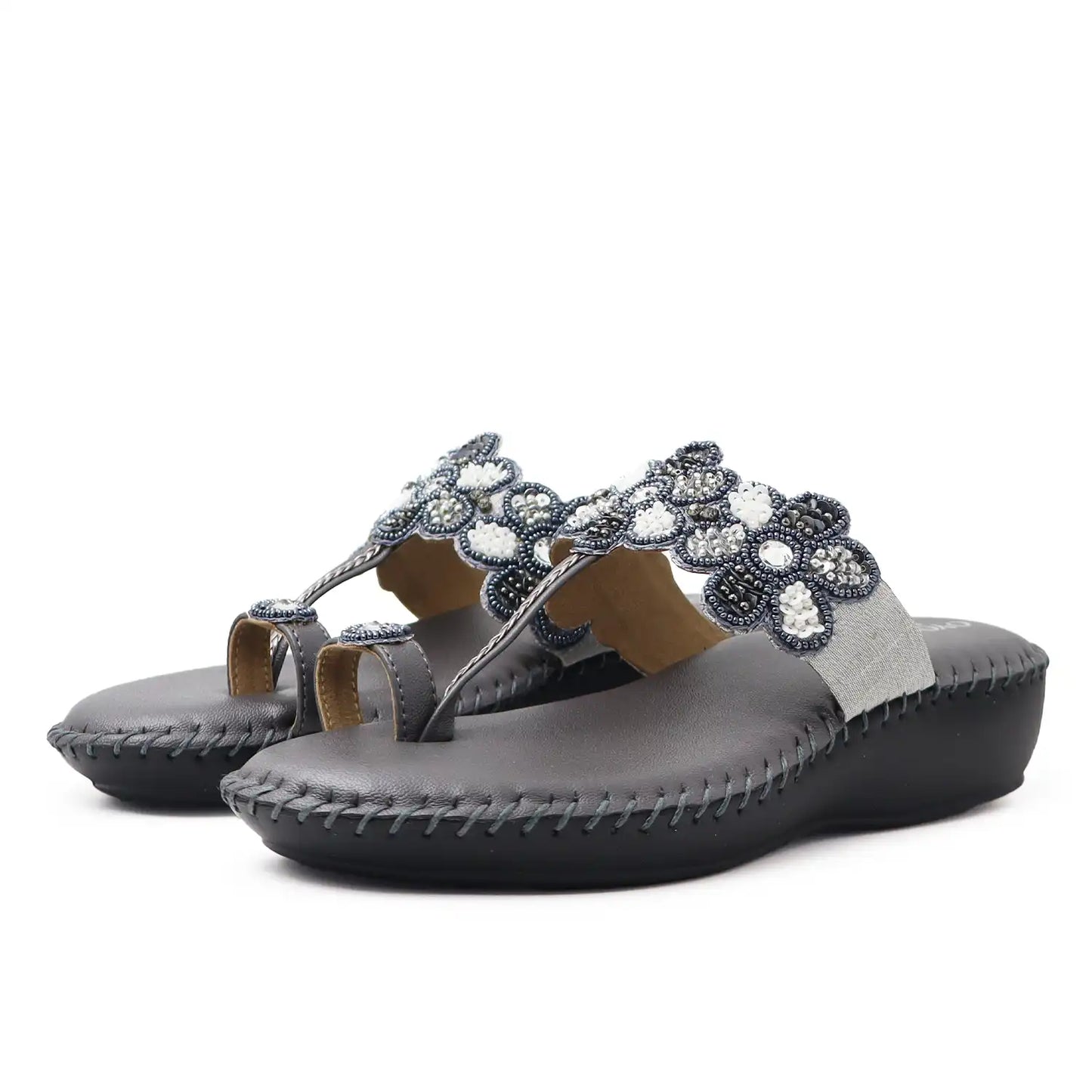 Women's Dr. Recommended Comfort  gray Footwear with soft cushioned footbed and lightweight sole by Oyoqchi,  angled pair view