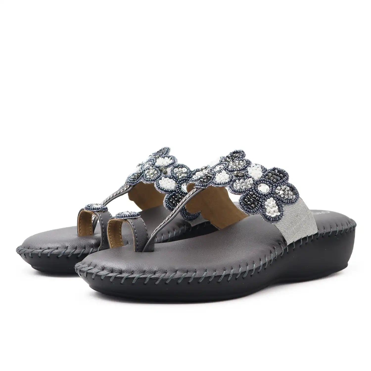 Women's Dr. Recommended Comfort  gray Footwear with soft cushioned footbed and lightweight sole by Oyoqchi,  angled pair view