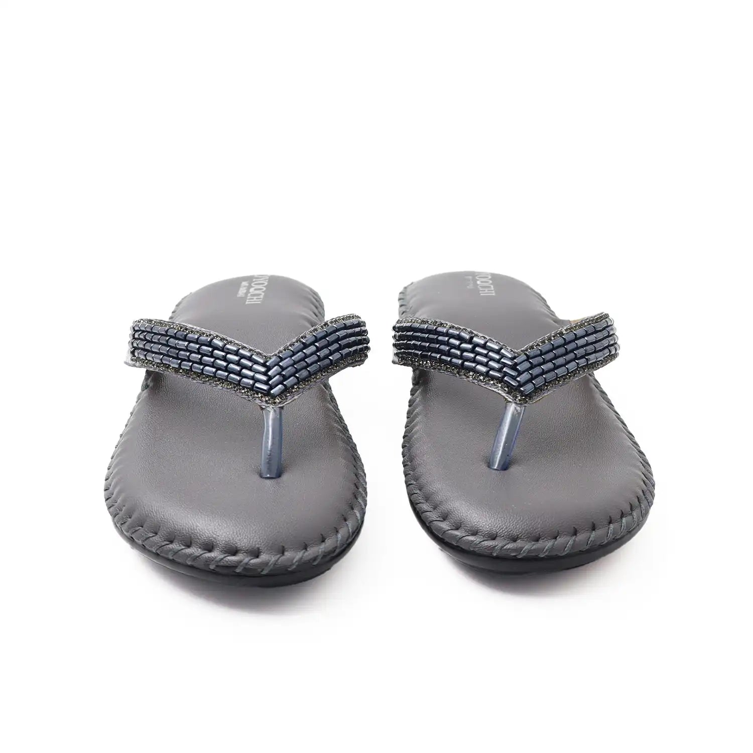 Oyoqchi Comfort One women's comfortable Gray flats with soft cushioned footbed and lightweight anti-slip sole, front view
