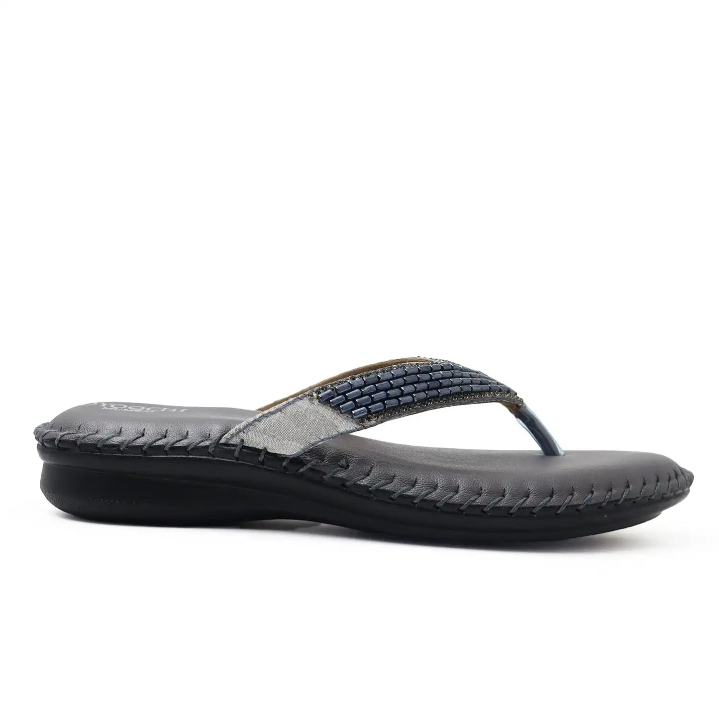 Oyoqchi Comfort One women's comfortable Gray flats with soft cushioned footbed and lightweight anti-slip sole, side view