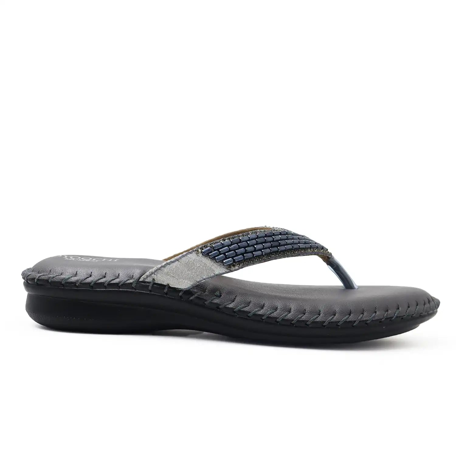 Oyoqchi Comfort One women's comfortable Gray flats with soft cushioned footbed and lightweight anti-slip sole, side view