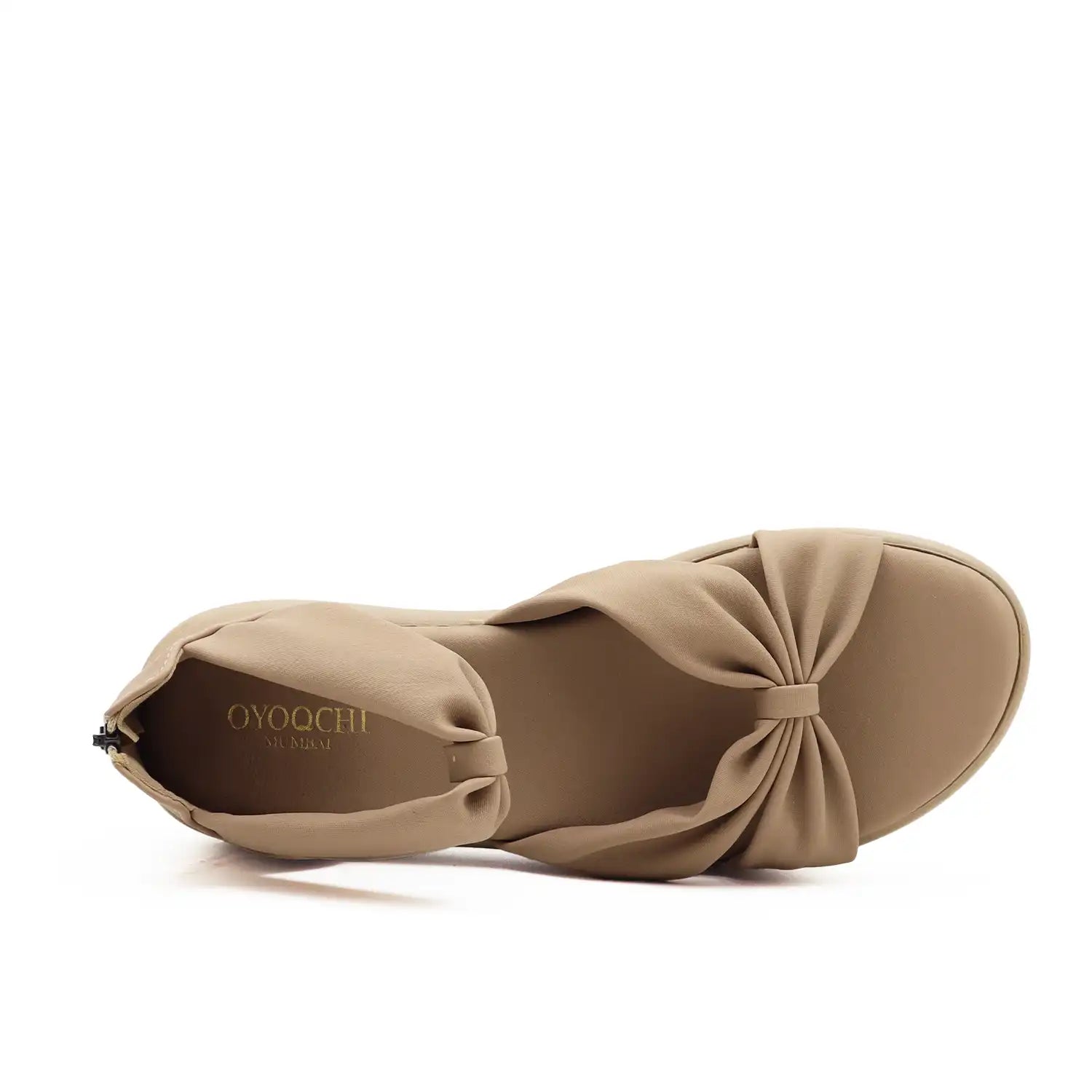 oyoqchi womens beige sandal with a bow on a white background