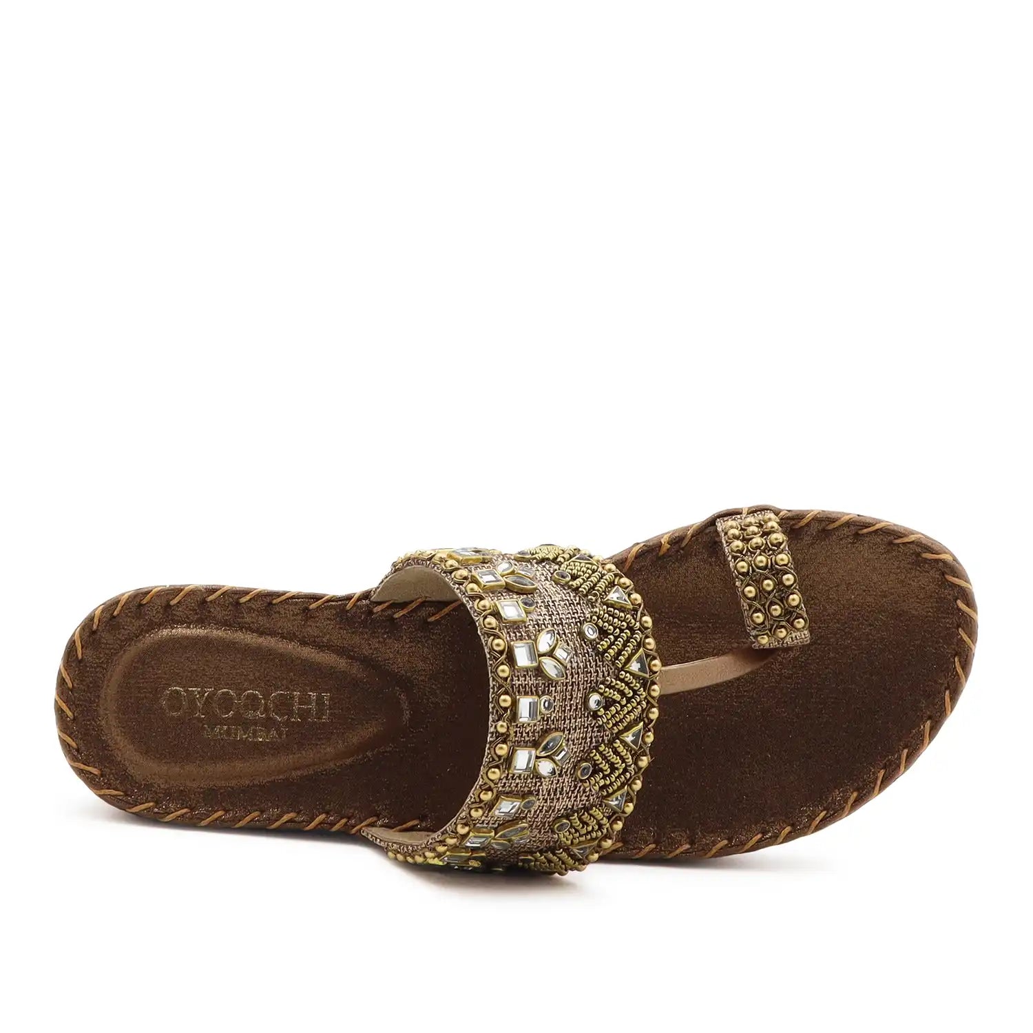 Oyoqchi women's antique ethnic wear platform sandals, top view