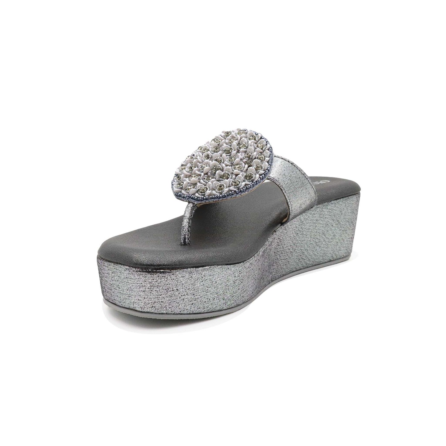 Gray platform heel sandals for women with anti slip sole