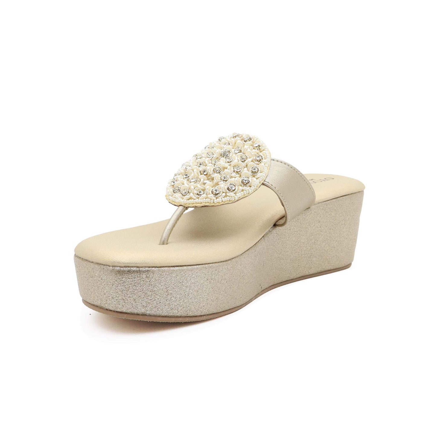 Gold platform heel sandals for women with soft cushioning and anti slip sole