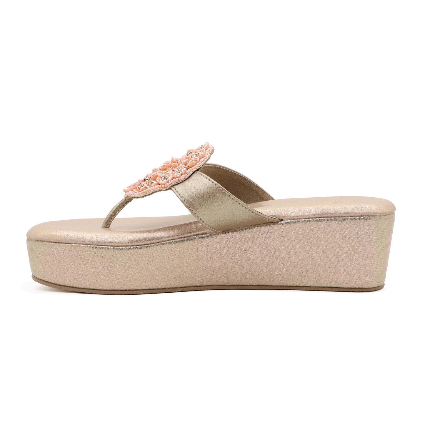 Soft padded footbed in rose gold comfort heels