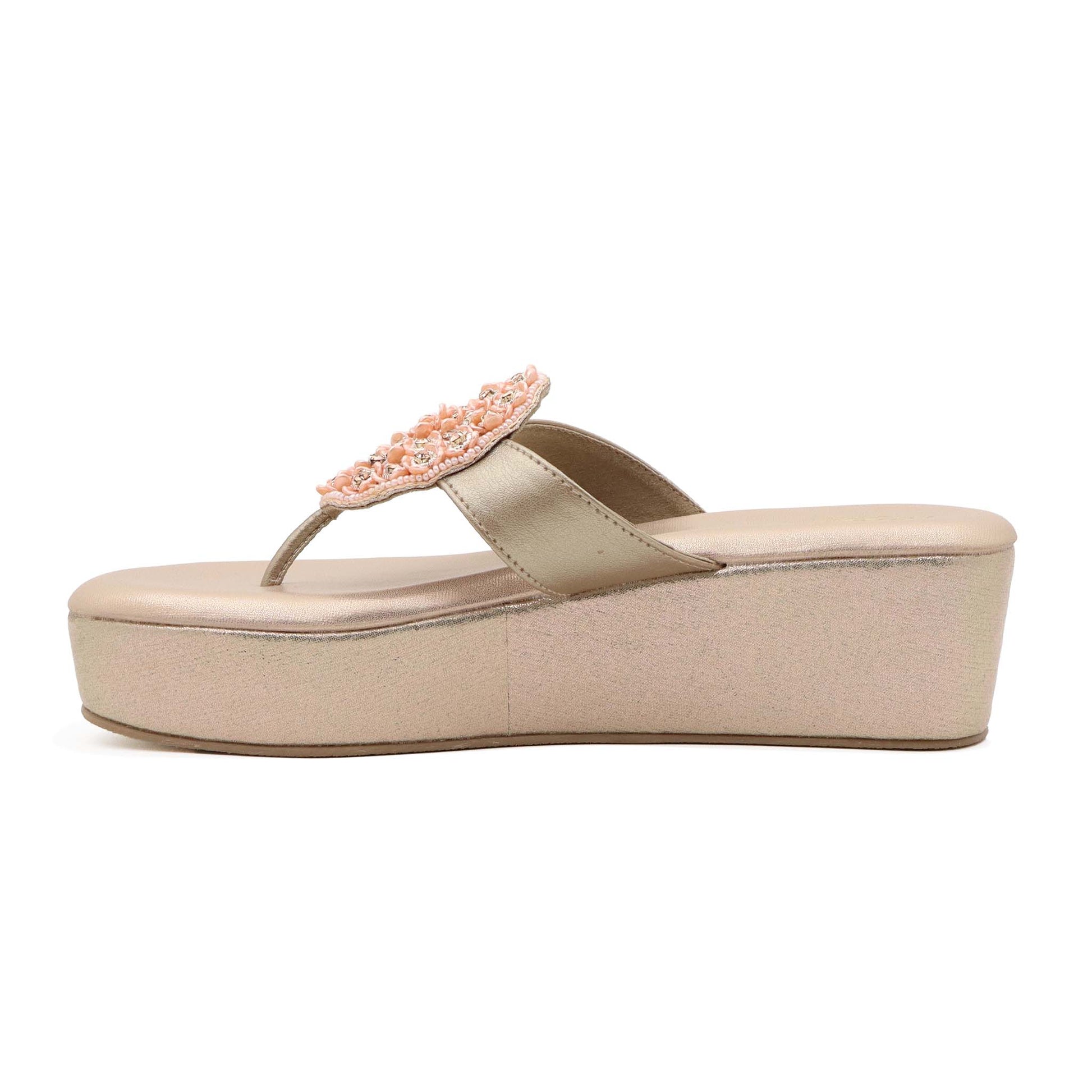 Soft padded footbed in rose gold comfort heels