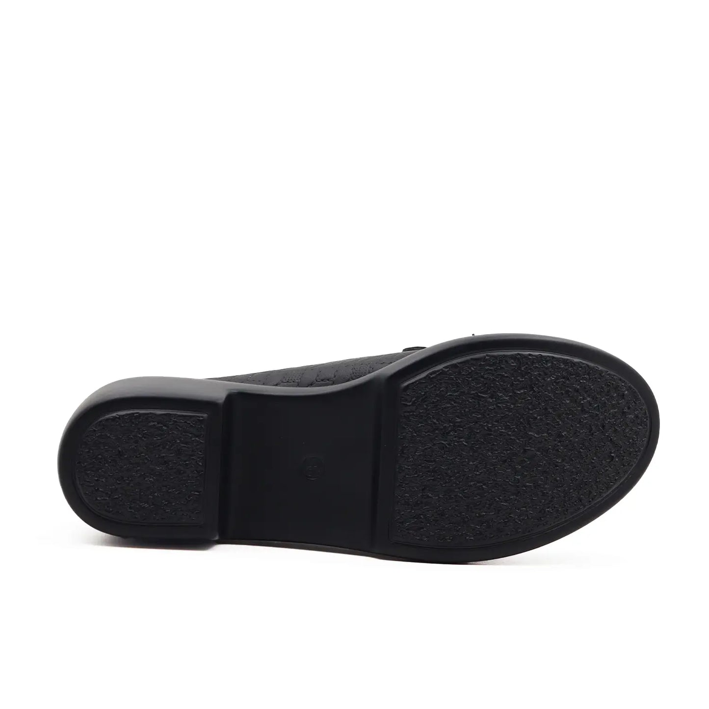 Women's block heel black shoe sole on a white background