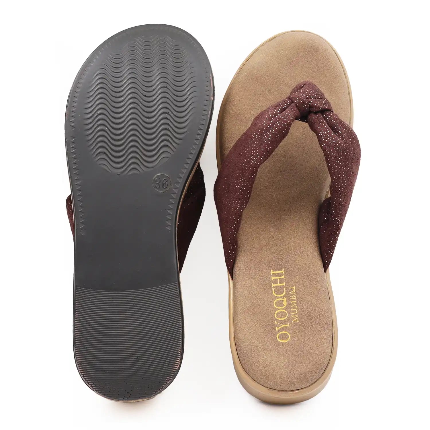 Women's tan platform wedge sandals sole and top view.