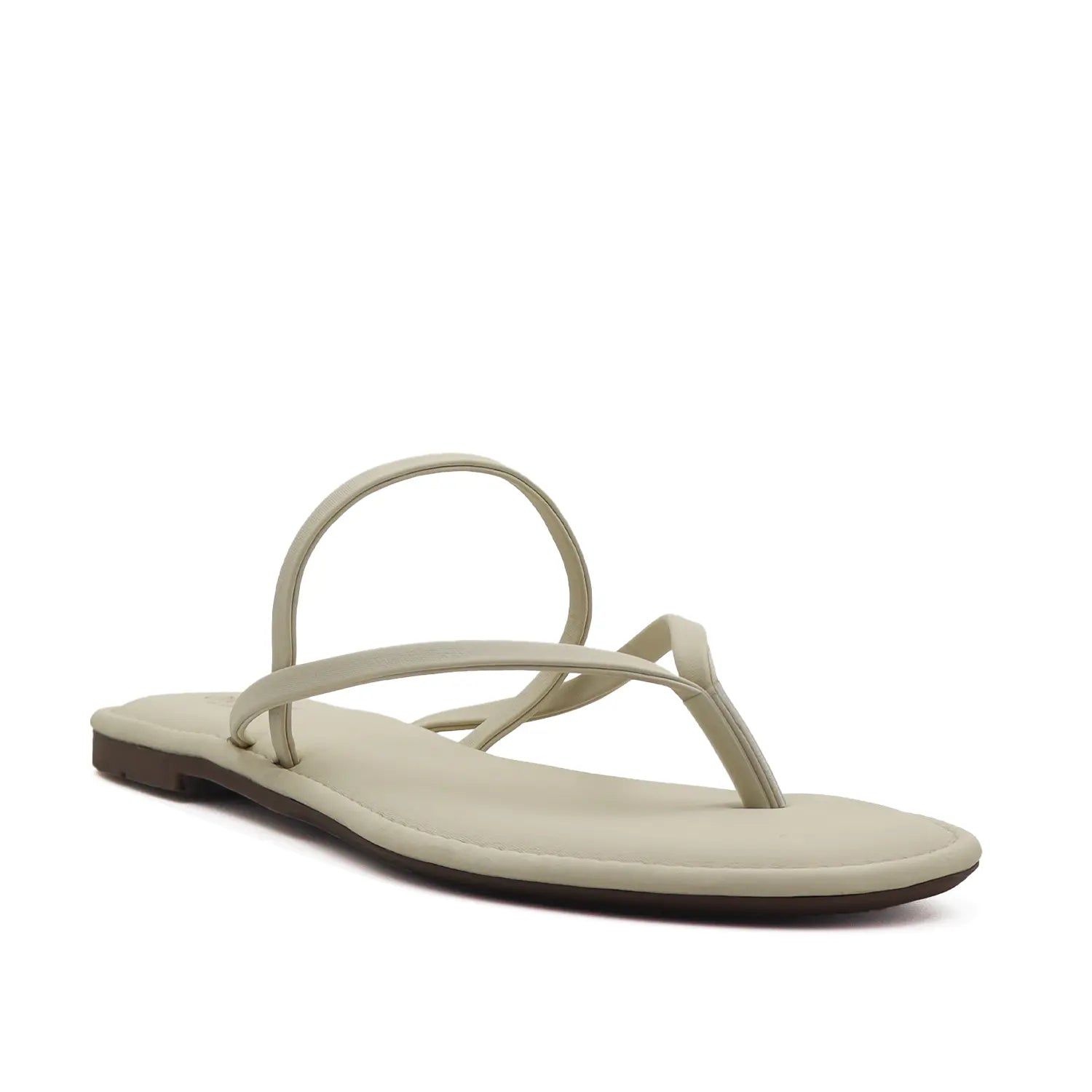 Oyoqchi women's beige flat sandals, angled view