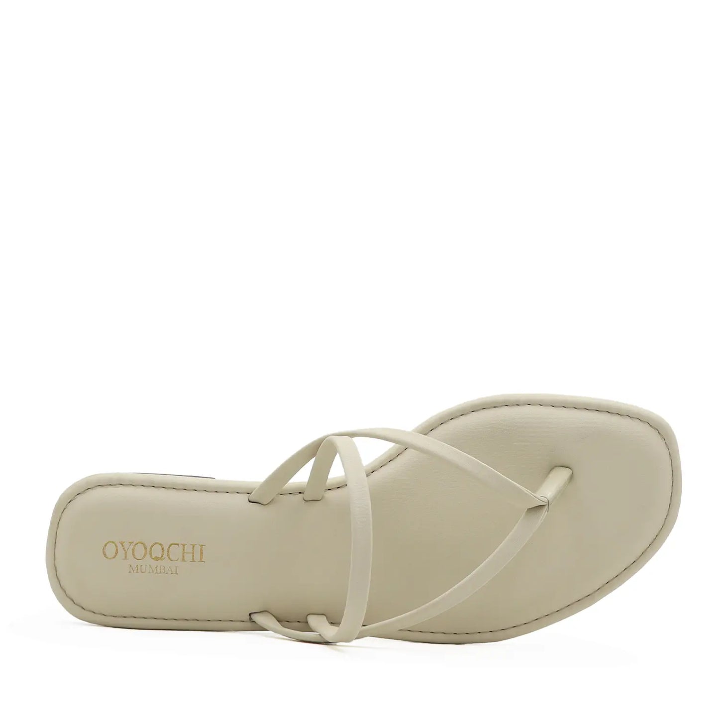 Oyoqchi women's beige flat sandals top view