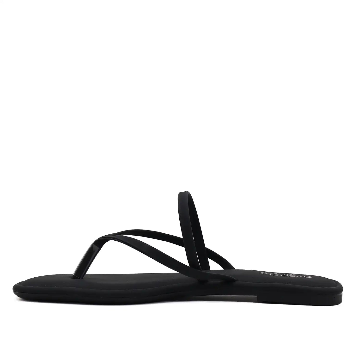 Oyoqchi women's black flat sandals side view