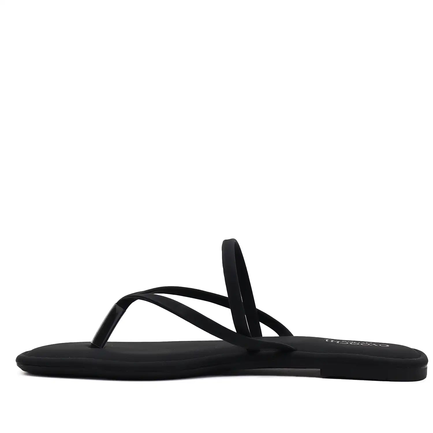 Oyoqchi women's black flat sandals side view