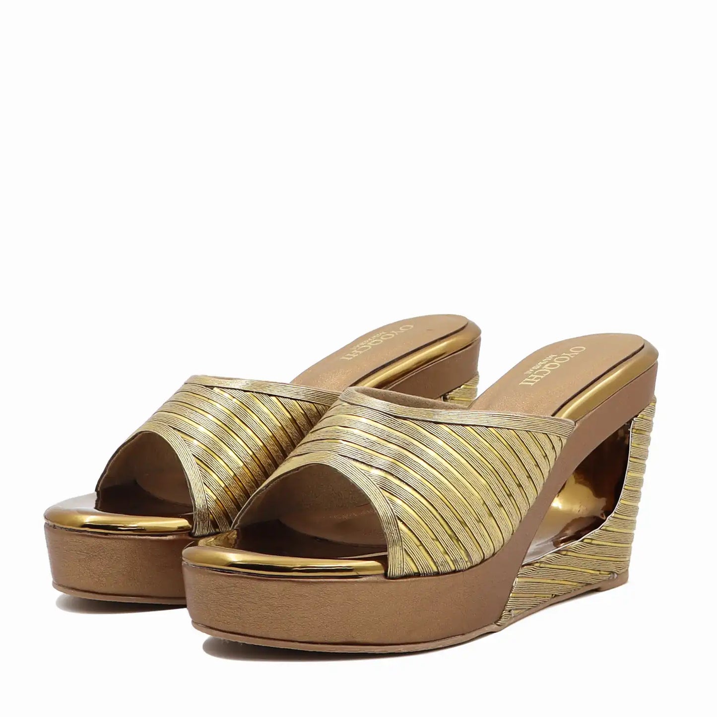 Pair view of antique wedge heel sandals for women