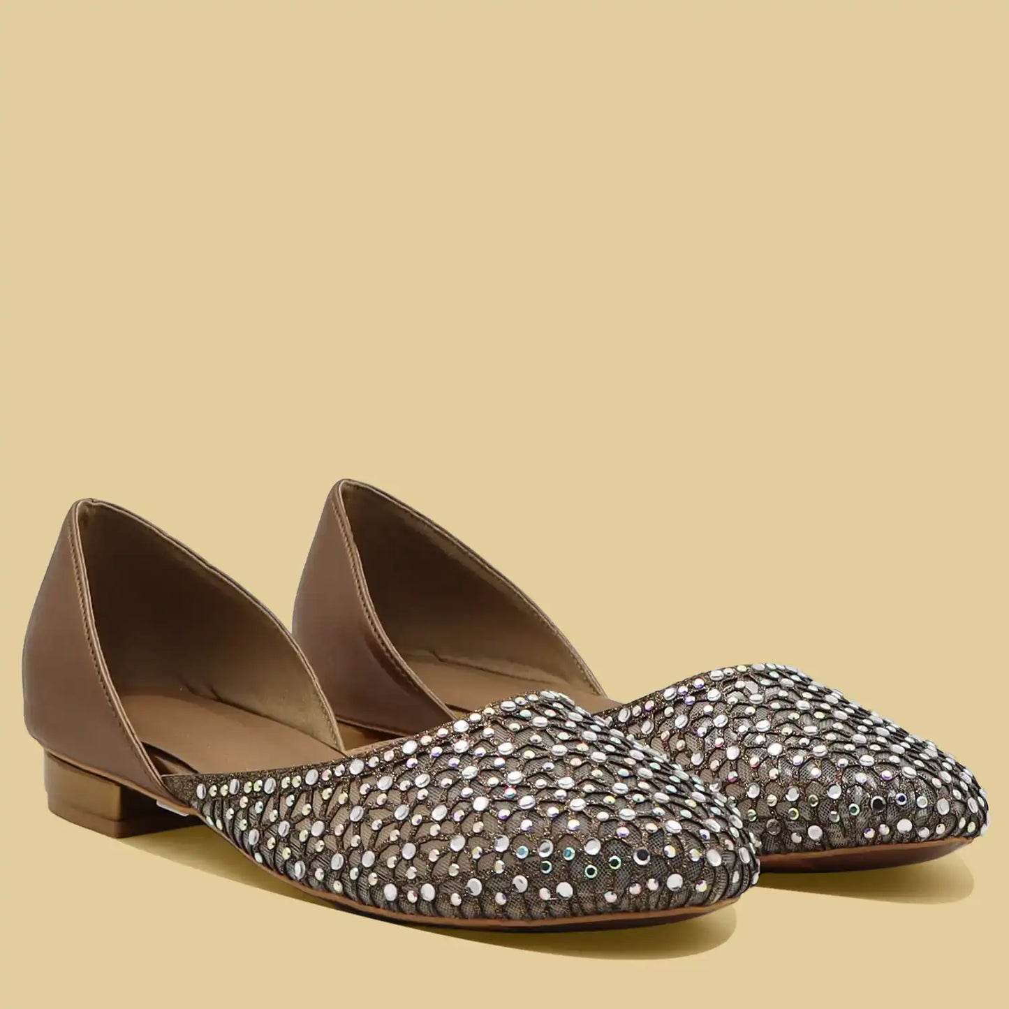 Pair of women’s antique embellished jutti flats with silver sequin detailing
