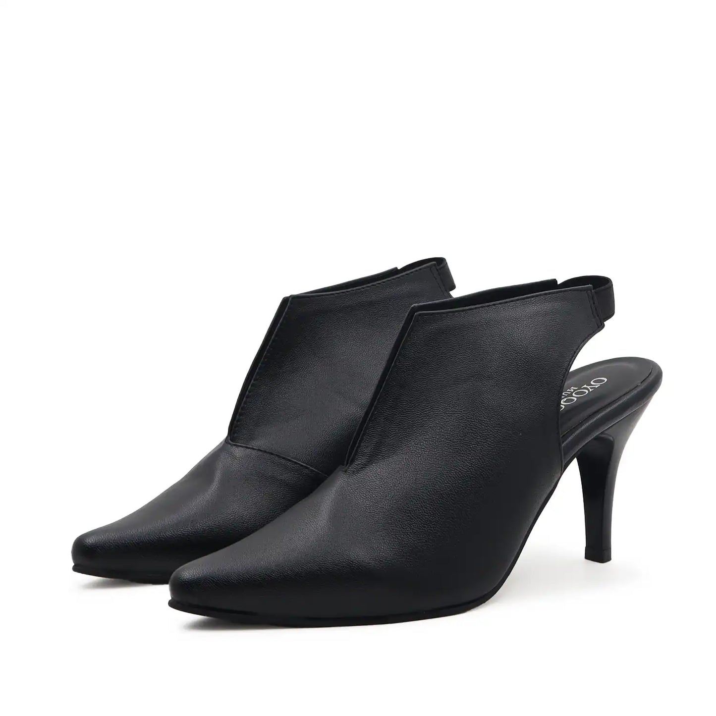 Oyoqchi women's black sling back pointed heel sandal, pair view