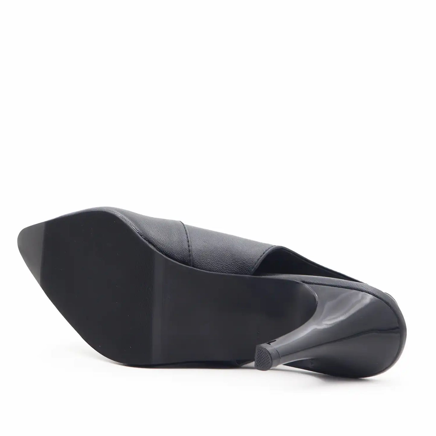 Oyoqchi women's black sling back pointed heel sandal, sole view