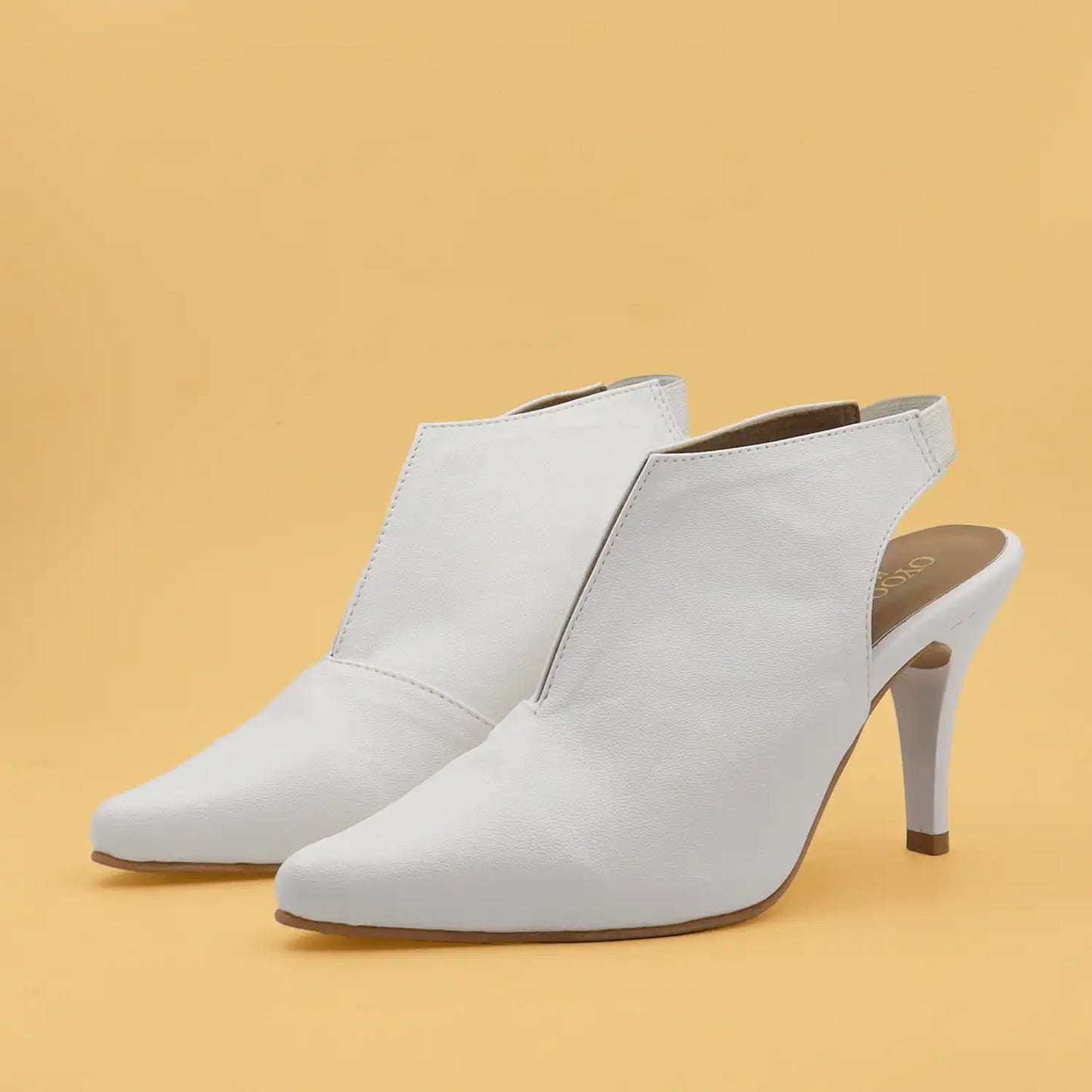 Oyoqchi women's white sling back pointed heel pump, pair view