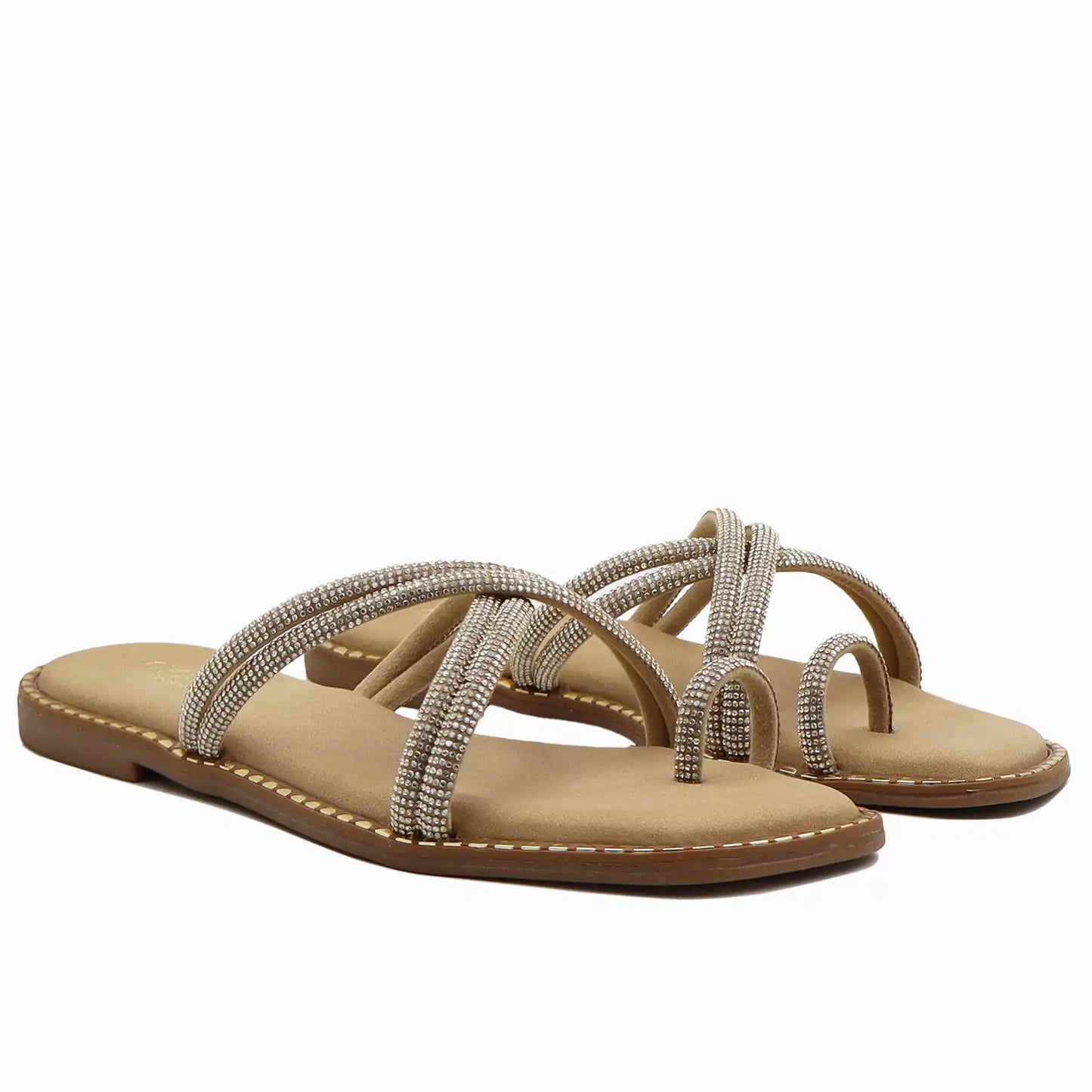 gold strappy flat sandals for women comfort wear