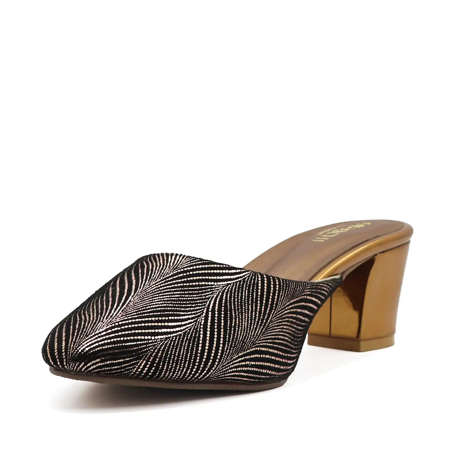 Antique cushioned mule heel for women side view