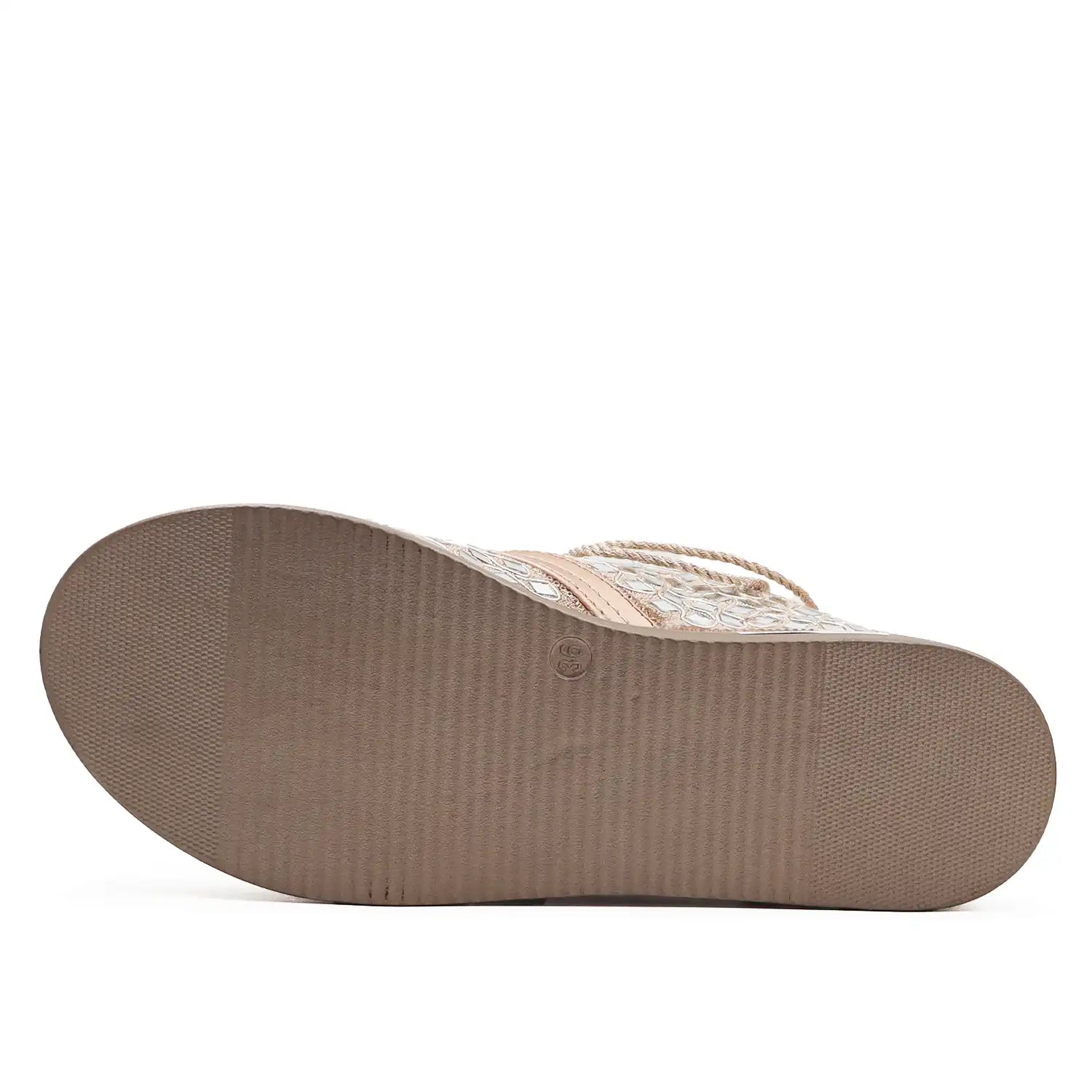 Women's rose gold bridal sneakers, sole view