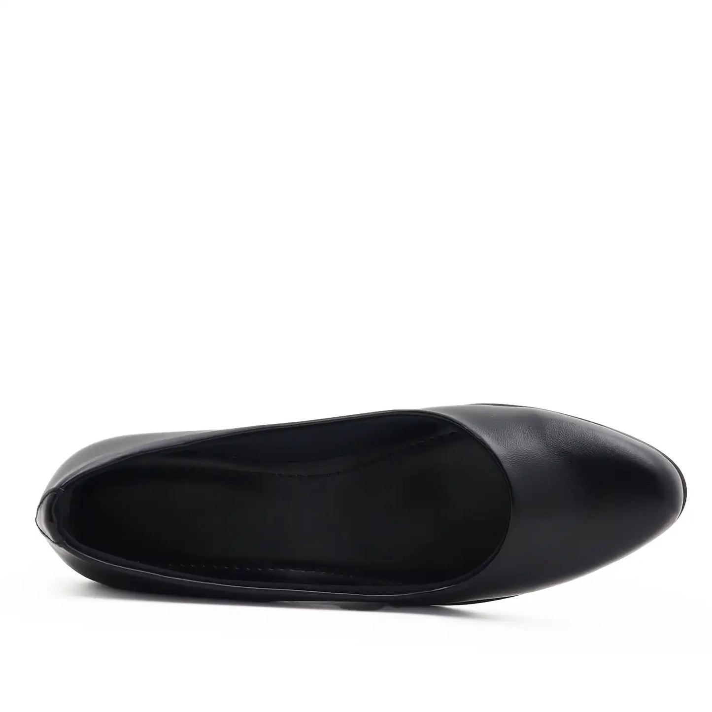 Women's black office wear heeled shoes, Comfortable pump shoe. top view