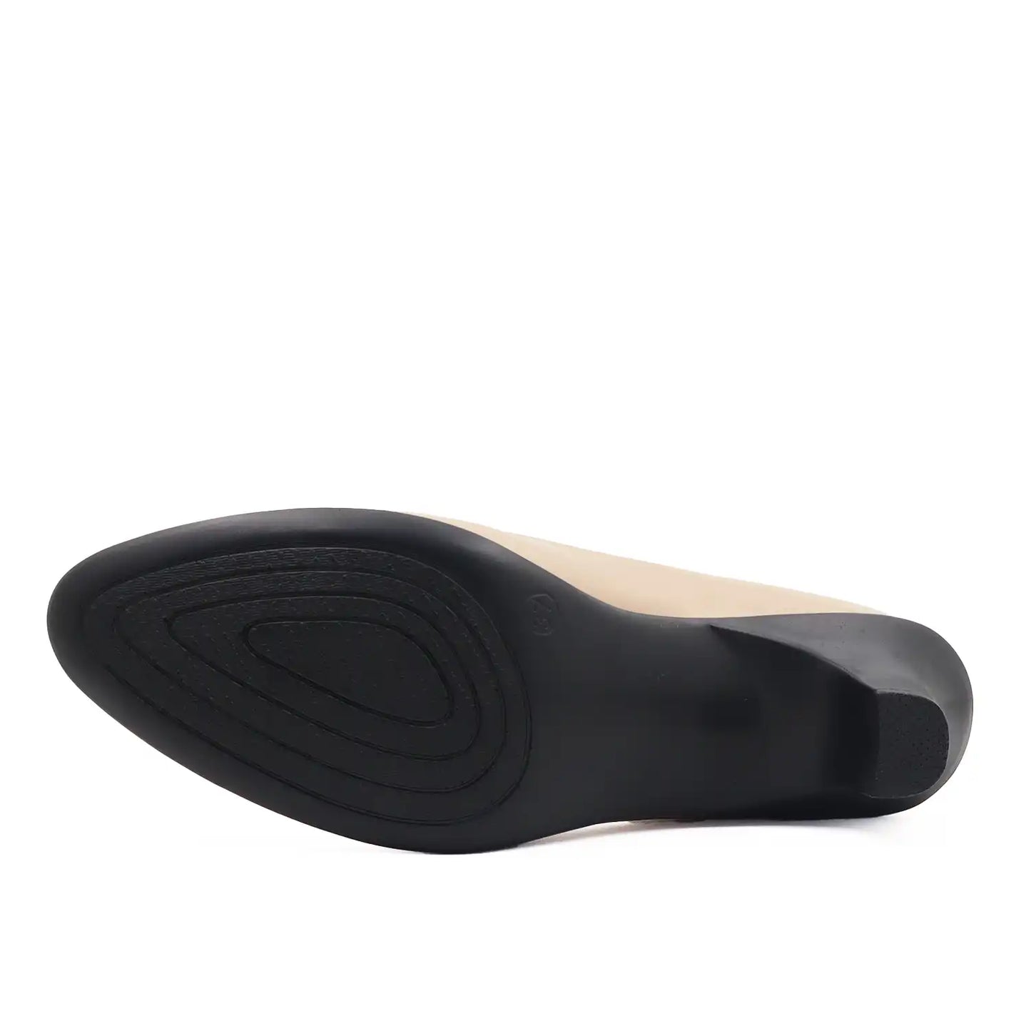 Black shoe sole of women shoes on a white background