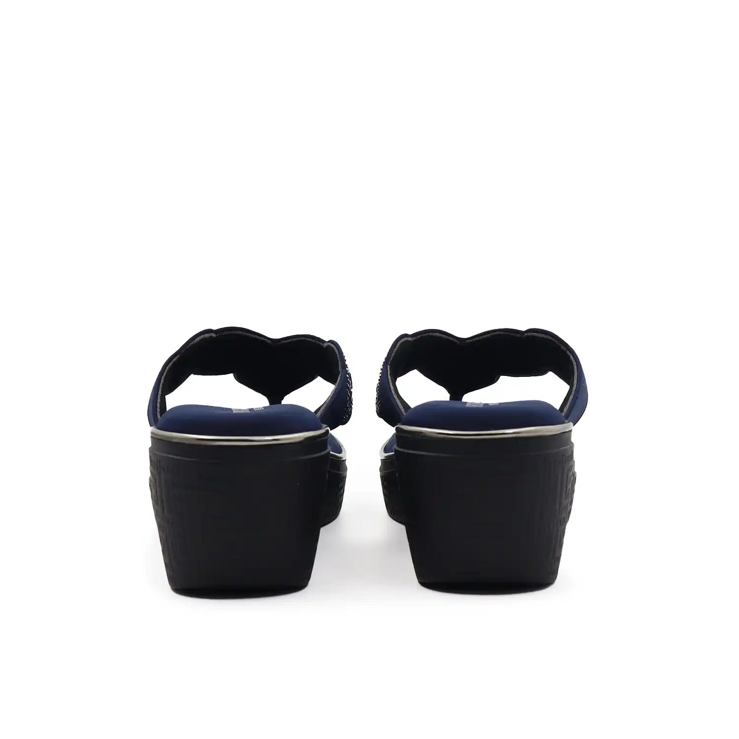 Oyoqchi Women's Blue Lightweight 2 Inch Wedge Heel Sandals with Soft Cushioned Footbed for Daily Wear, heel view