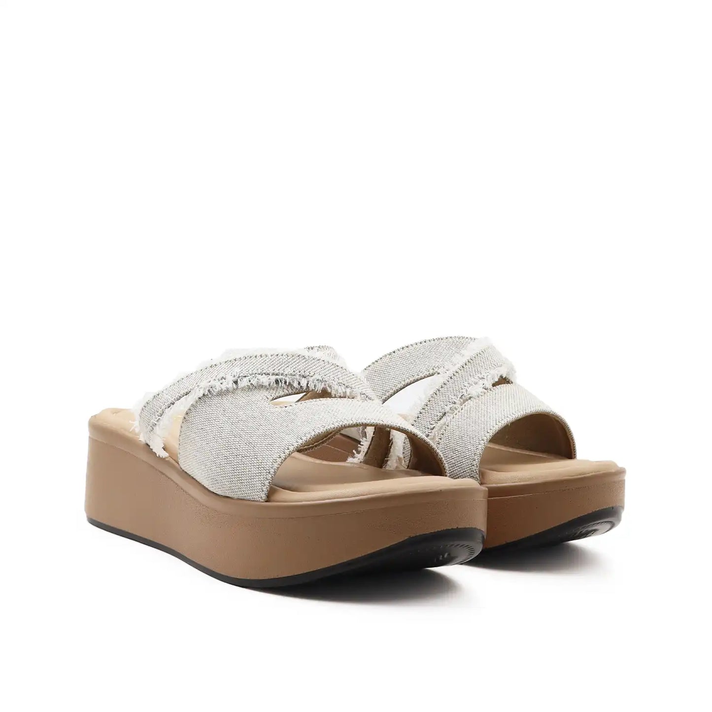Riva Denim Cross-Strap Platform Slides