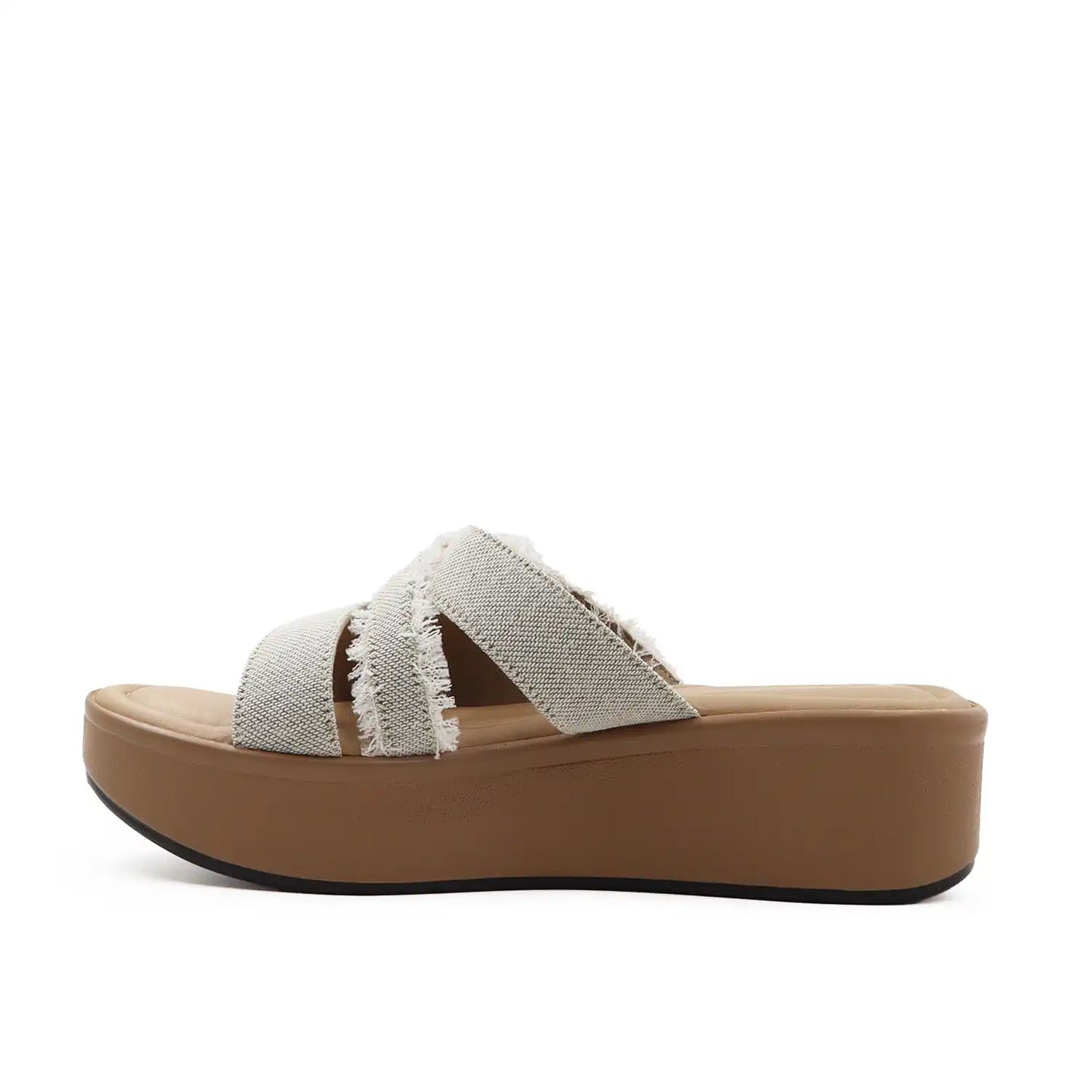 Riva Denim Cross-Strap Platform Slides