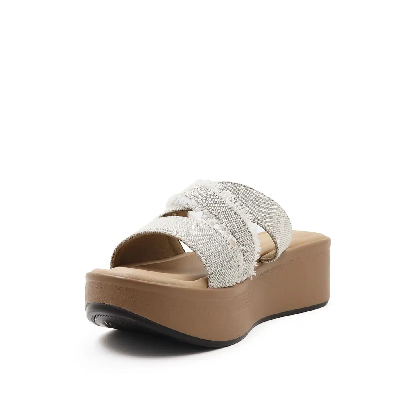 Riva Denim Cross-Strap Platform Slides
