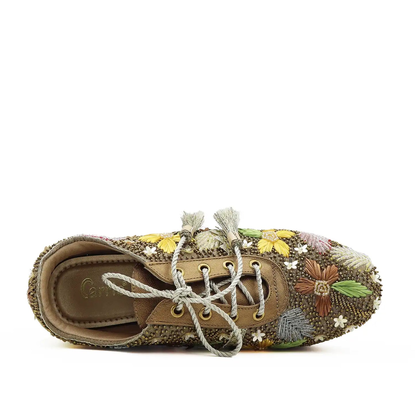 Women's bridal sneakers with 3 inch heels, top view