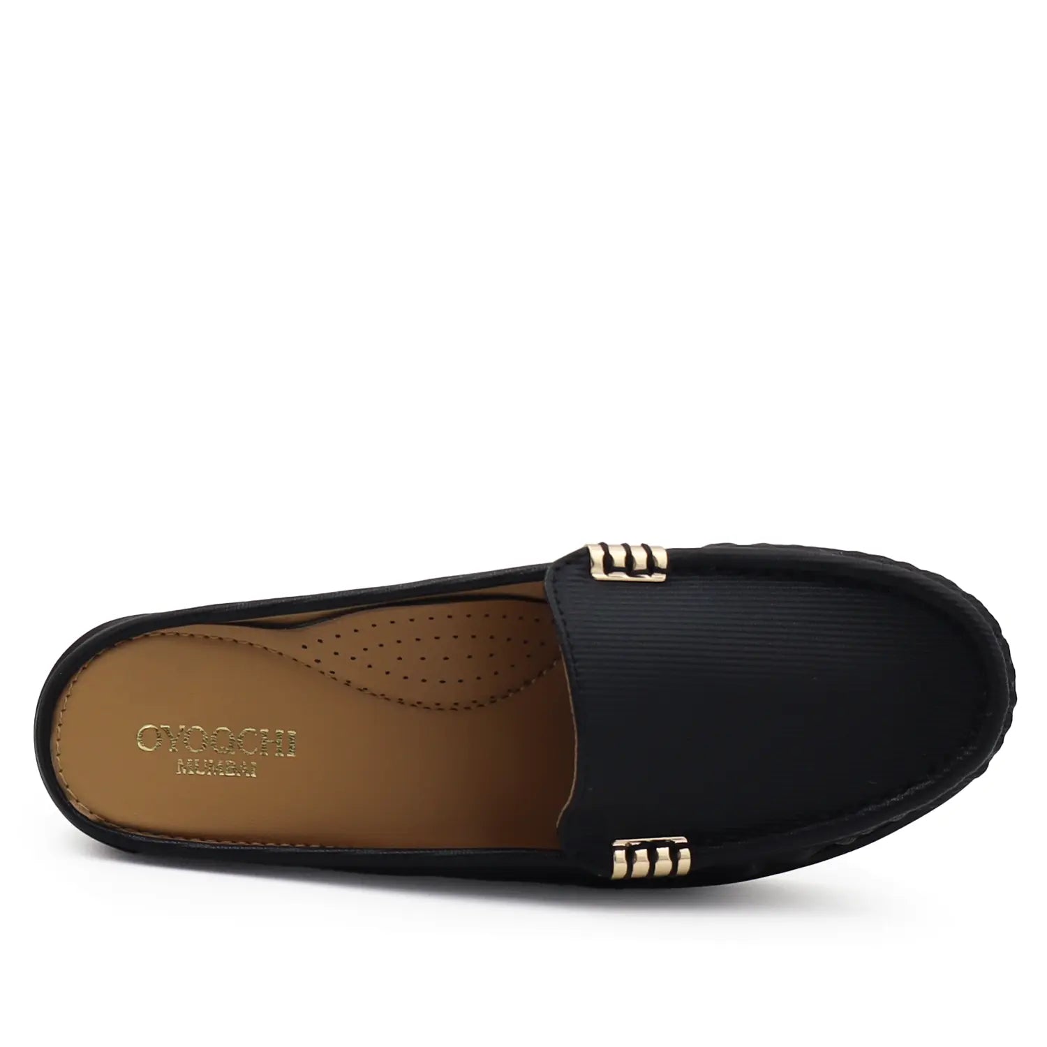 Black  mule loafers for womens top view