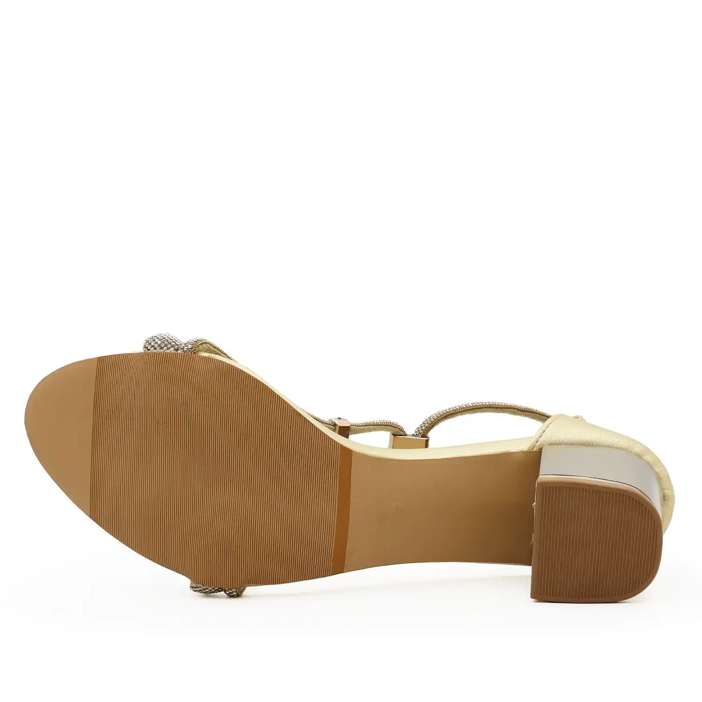 Sole view of  women's block heel sandals